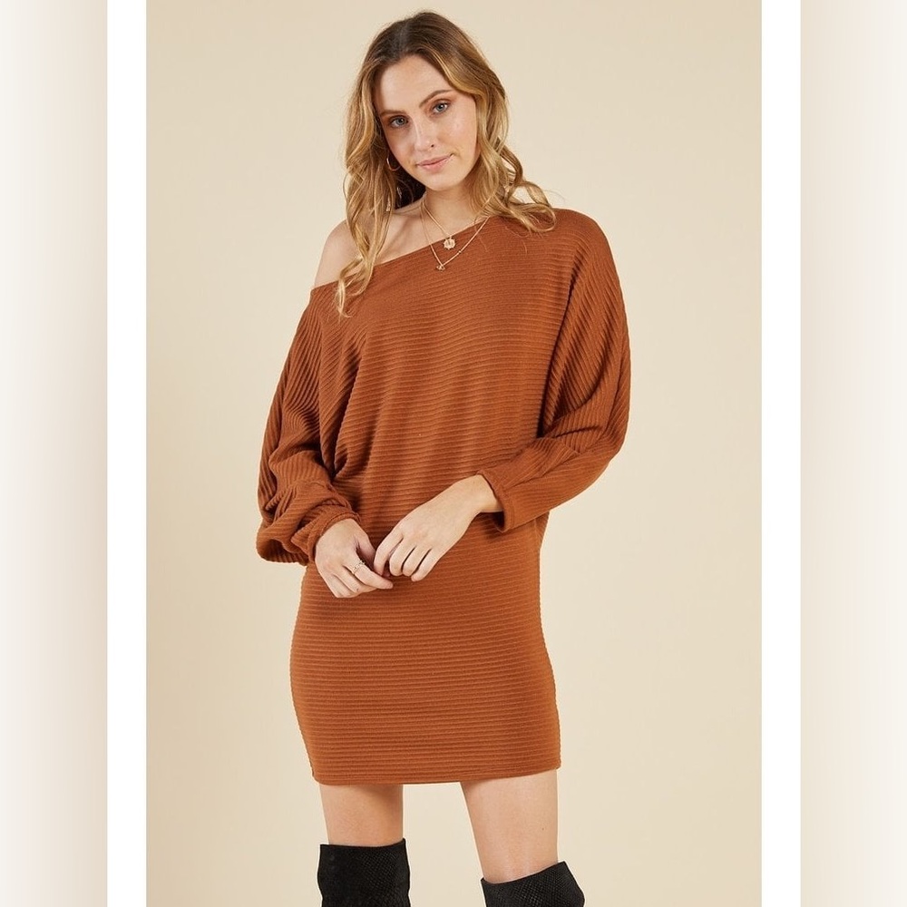 Sadie & Sage Brown Boxy 3/4 Sleeve Blouse